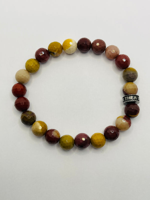 Bracelet en perles naturelles 8 mm en Jaspe Mokaïte à facette