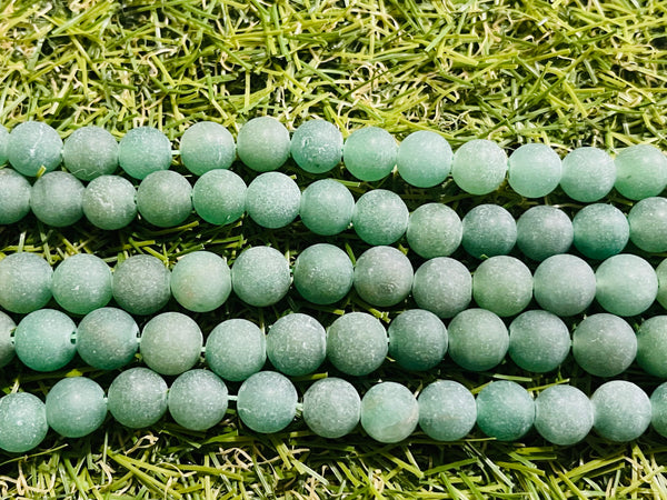 Perles naturelles en Aventurine verte mate en 8 mm