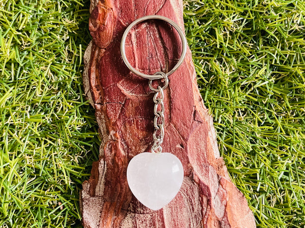 Porte-clés en Cristal de roche en forme de cœur