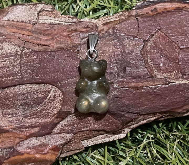 Pendentif en Labradorite en forme de bonbon nounours - Les bijoux de Théa