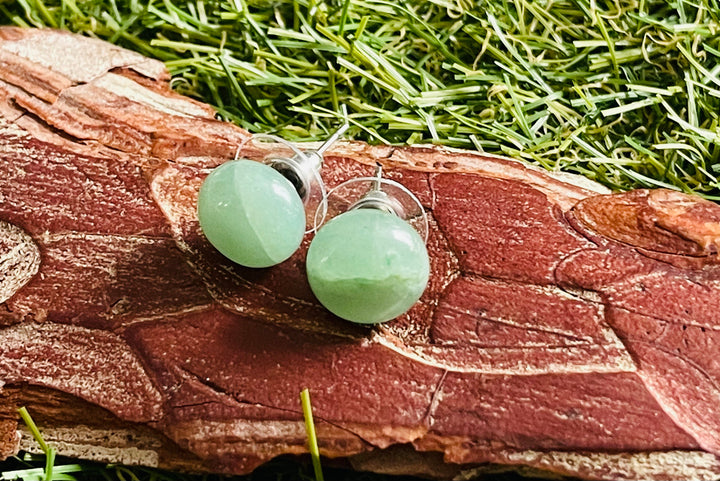 Paire de boucles d’oreille en Aventurine verte - Les bijoux de Théa