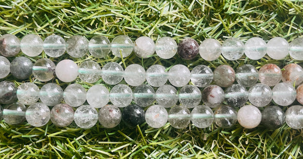 Perles naturelles en Quartz Lodolite en 8 mm - Les bijoux de Théa