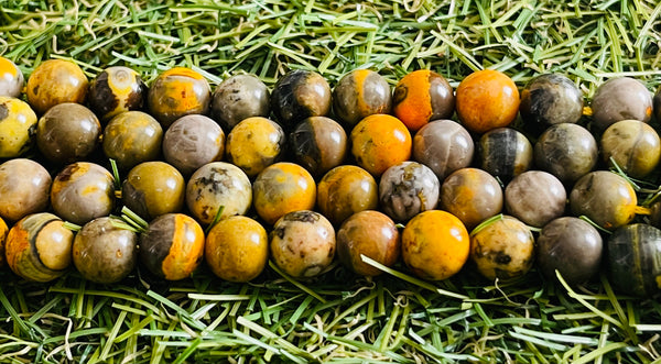 Perles naturelles en Jaspe Bourdon en 8 mm - Les bijoux de Théa