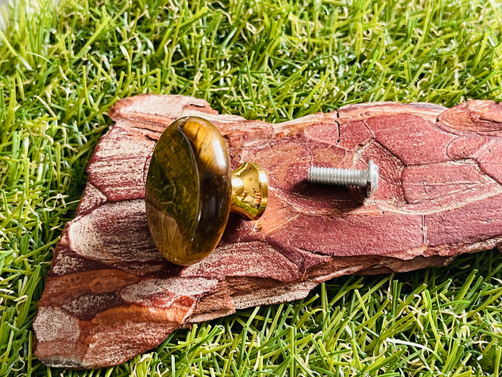 Poignée de tiroir, porte, armoire en Oeil de tigre - Les bijoux de Théa