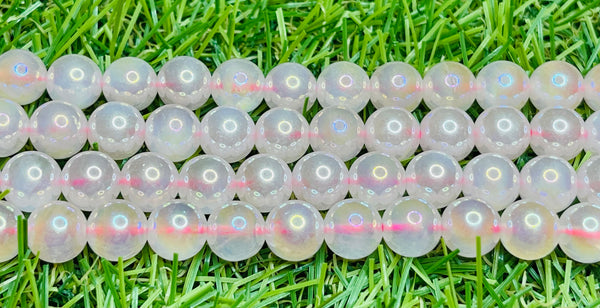 Perles naturelles en Quartz rose Aura en 8 mm