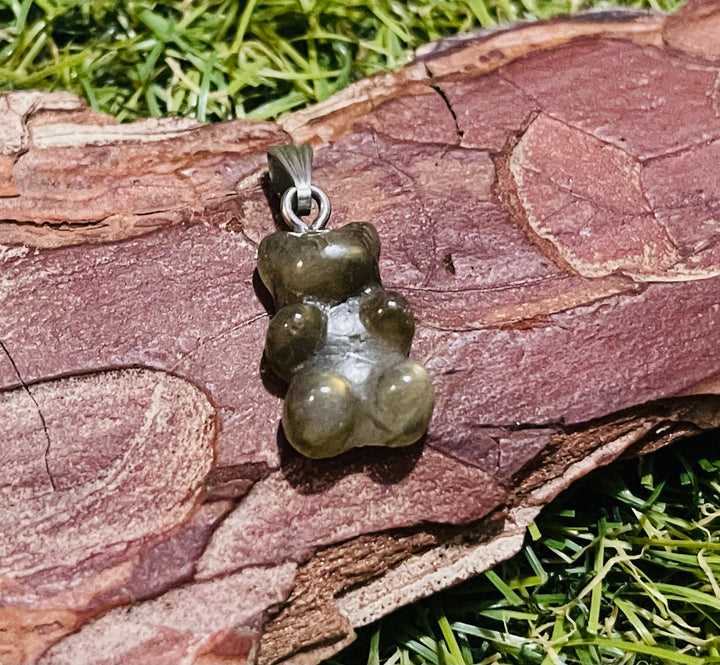 Pendentif en Labradorite en forme de bonbon nounours - Les bijoux de Théa