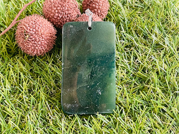 Pendentif en Agate mousse foncée avec bélière en Argent 925 - Les bijoux de Théa