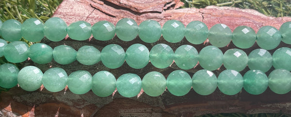 Perles en Aventurine verte facettée 8 x 6 mm