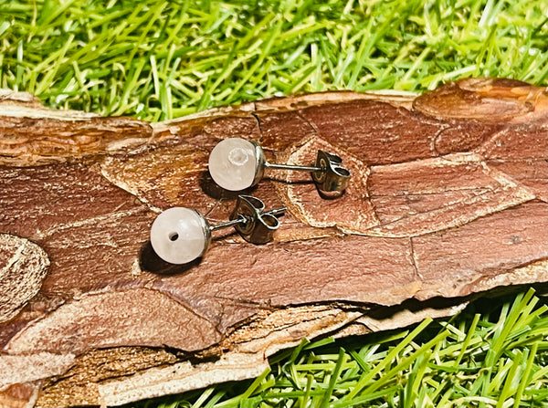 Paire de clou à oreilles en Quartz rose pour création - Les bijoux de Théa