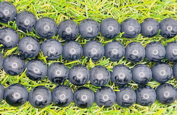 Perles en Agate noire mat en 10 mm OM Namasté