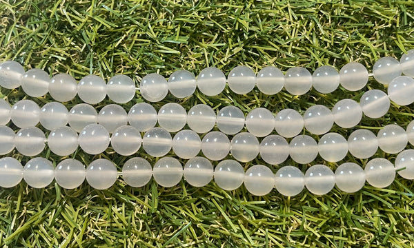 Perles naturelles en Agate blanche grise en 8 mm