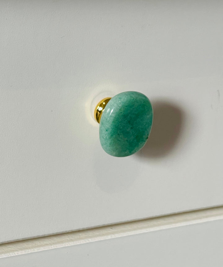 Poignée de tiroir, porte, armoire en Aventurine verte - Les bijoux de Théa