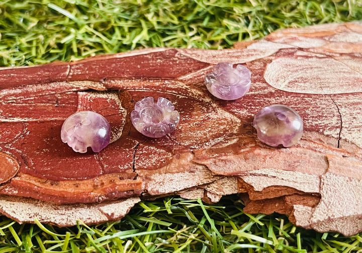 Lot de 5 Perles naturelles en Améthyste en forme de fleur - Les bijoux de Théa