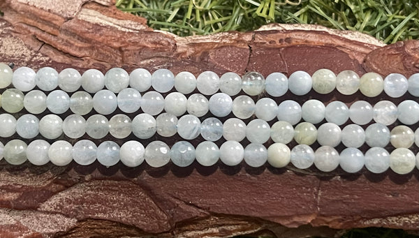 Perles naturelles en Aigue-marine en 4 mm