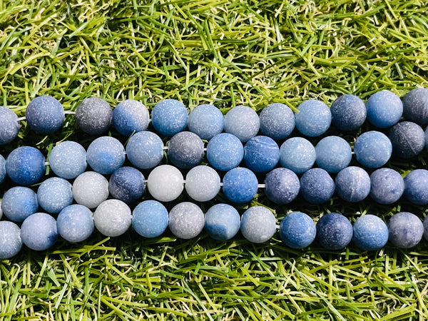 Perles naturelles en Aventurine bleue mate en 8 mm