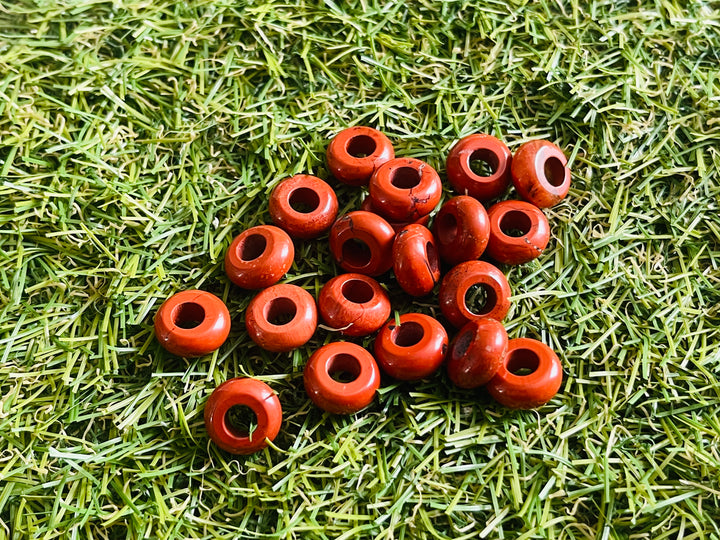 Perles naturelles en Jaspe Rouge à grand trou - Les bijoux de Théa