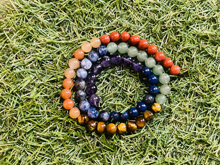 Fil de Perles naturelles 7 Chakras en 6 mm - Les bijoux de Théa