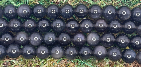 Perles naturelles en Obsidienne Oeil Céleste argentée en 10 mm