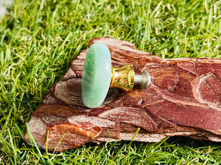 Poignée de tiroir, porte, armoire en Aventurine verte - Les bijoux de Théa