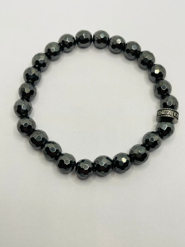 Bracelet en perles 8 mm en Hématite à facette