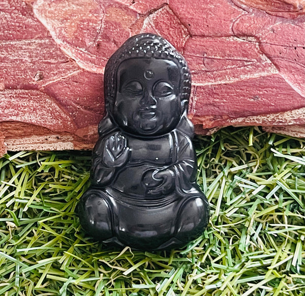 Pendentif Bouddha Obsidienne - Les bijoux de Théa