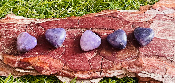 Lot de 5 Perles naturelles en Lepidolite en forme de coeur (12,5 mm) - Les bijoux de Théa