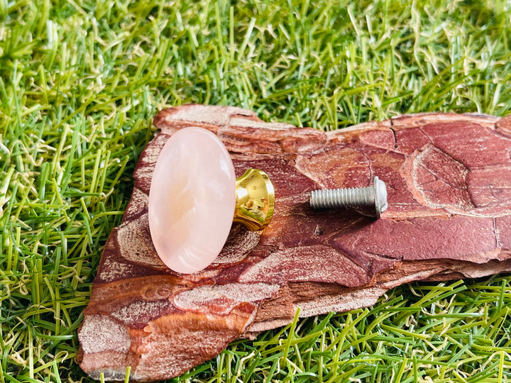 Poignée de tiroir, porte, armoire en Quartz rose - Les bijoux de Théa