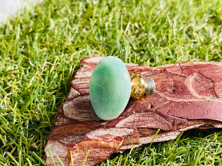 Poignée de tiroir, porte, armoire en Aventurine verte - Les bijoux de Théa