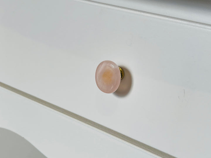 Poignée de tiroir, porte, armoire en Quartz rose - Les bijoux de Théa