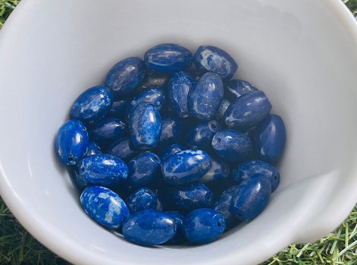 Perles en Lapis-lazuli grain de riz (lot de 5) - Les bijoux de Théa