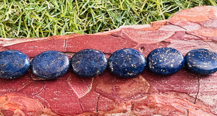 Lot de 5 Perles naturelles ovales en Lapis lazuli - Les bijoux de Théa