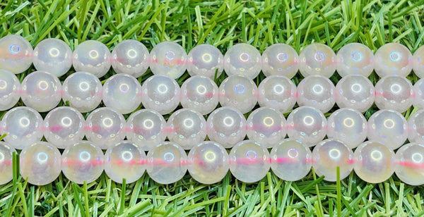 Perles naturelles en Quartz rose Aura en 6 mm