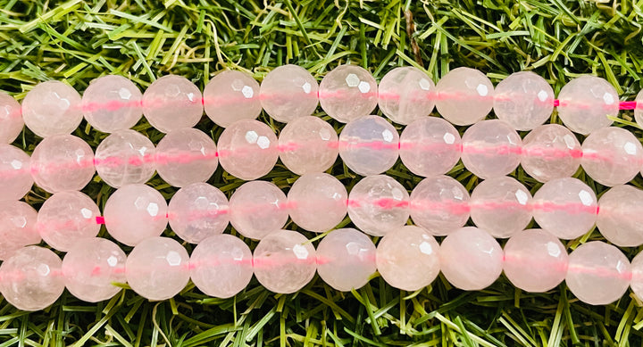 Perles naturelles en Quartz rose à facettes en 8 mm - Les bijoux de Théa