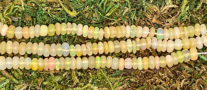 Perles naturelles Rondelles en Opale Welo jaune d’Ethiopie en 4 mm (lot de 20 perles) - Les bijoux de Théa